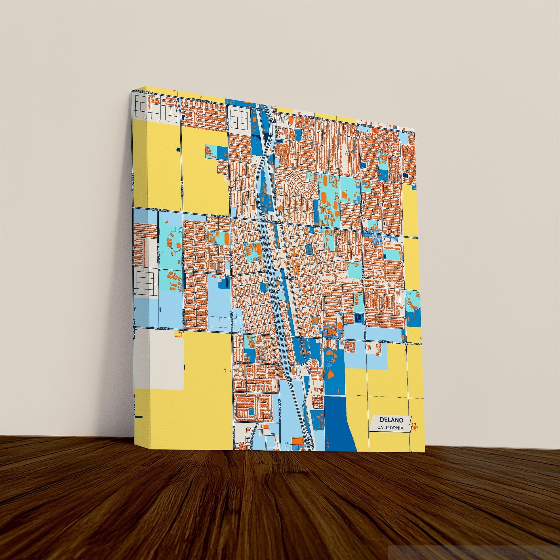 Delano California Colorful City Map Canvas Print
