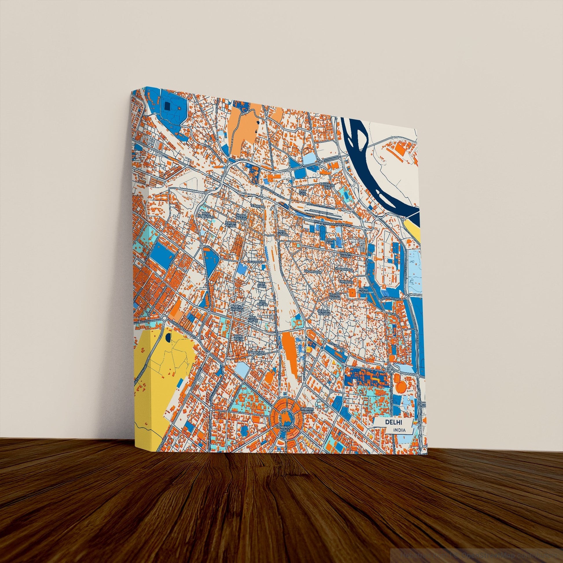 Delhi India Colorful City Map Canvas Print