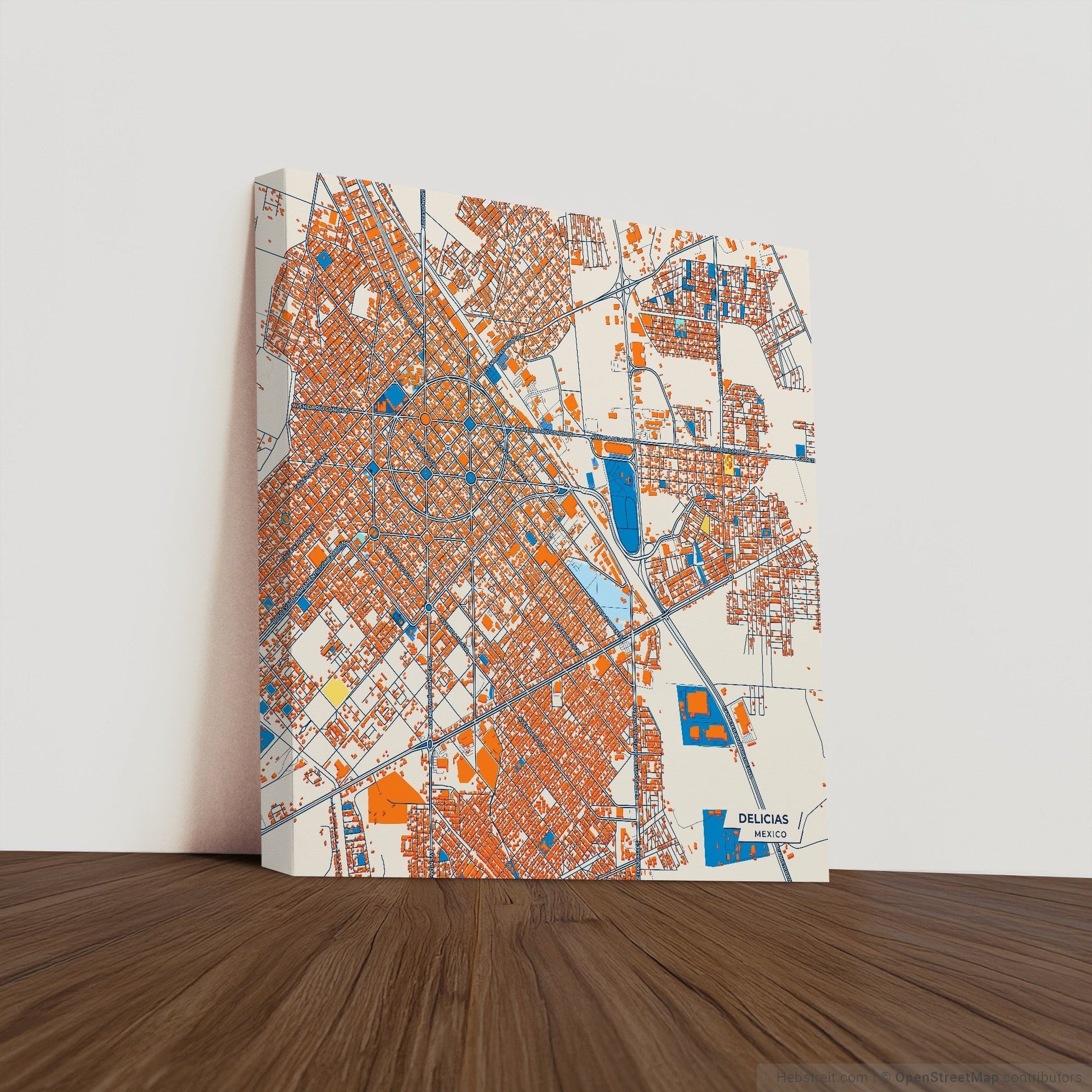 Delicias Mexico Colorful City Map Canvas Print