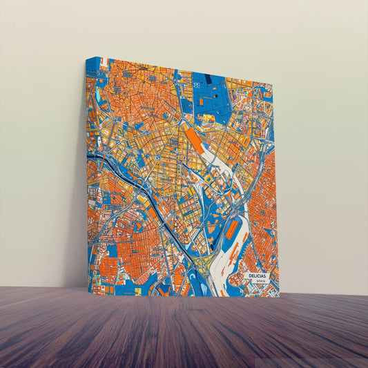 Delicias Spain Colorful City Map Canvas Print