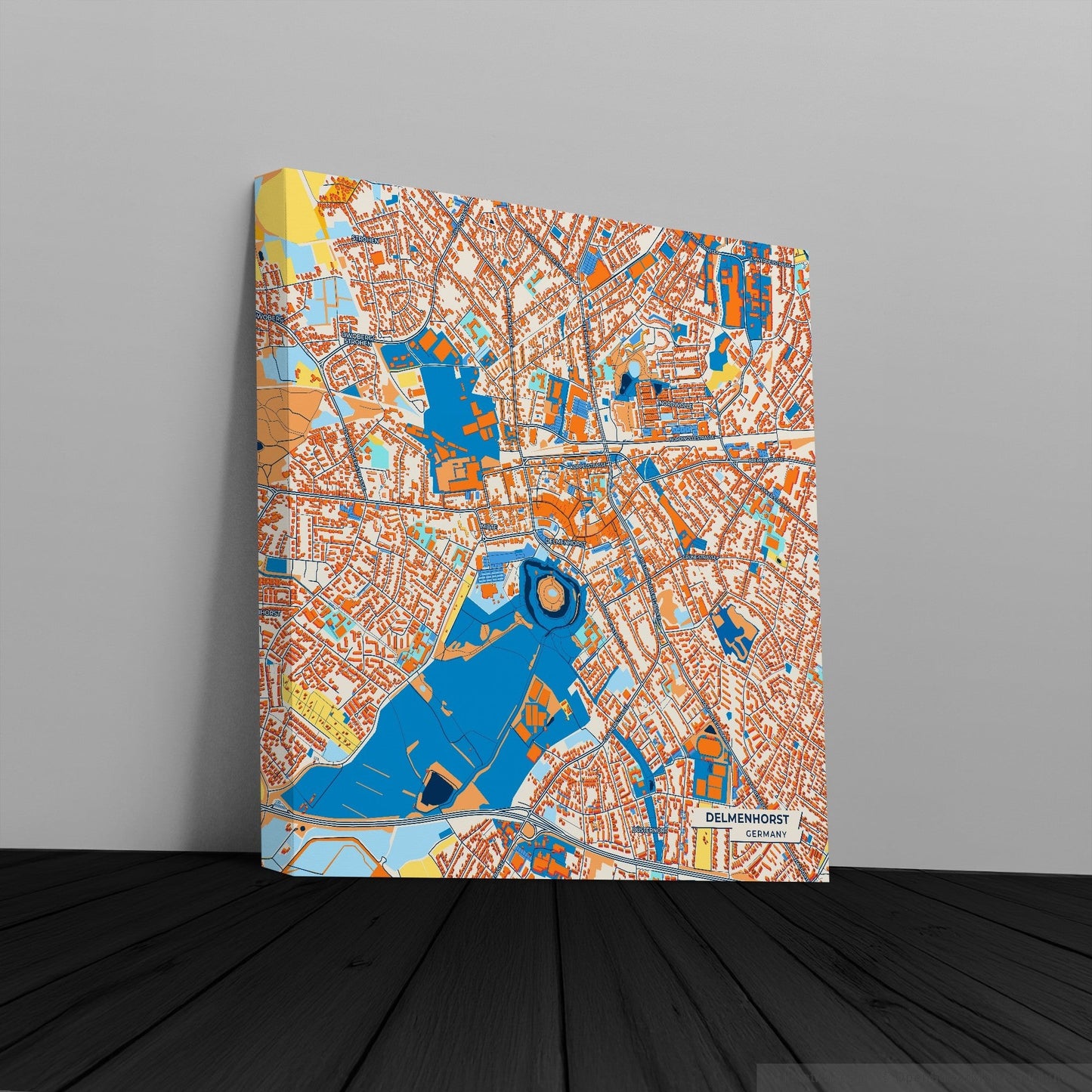 Delmenhorst Germany Colorful City Map Canvas Print