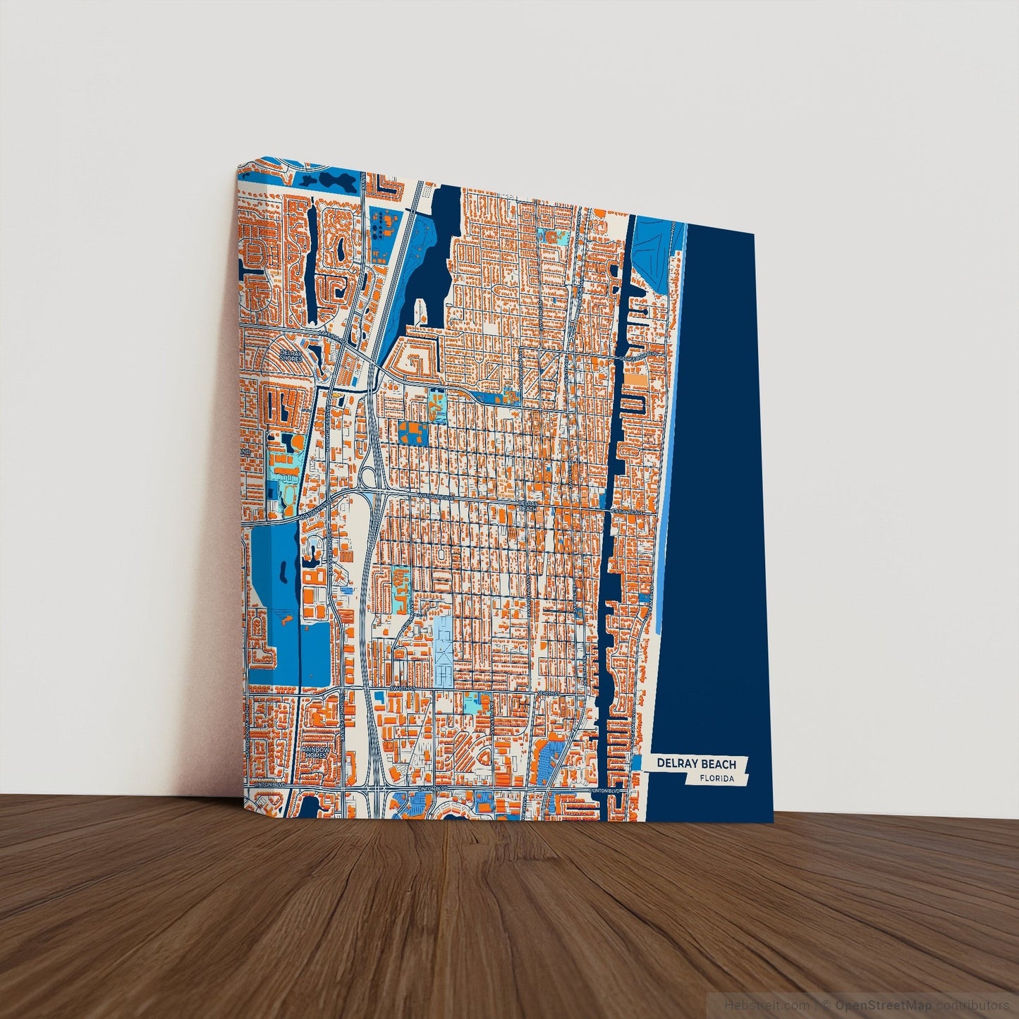 Delray Beach Florida Colorful City Map Canvas Print