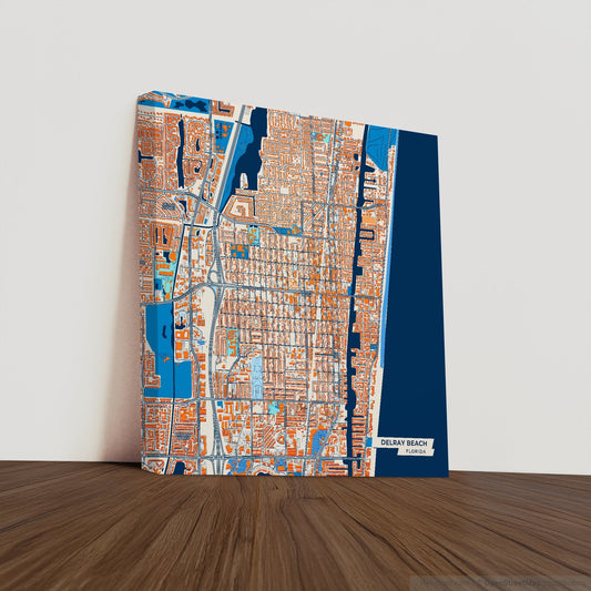 Delray Beach Florida Colorful City Map Canvas Print