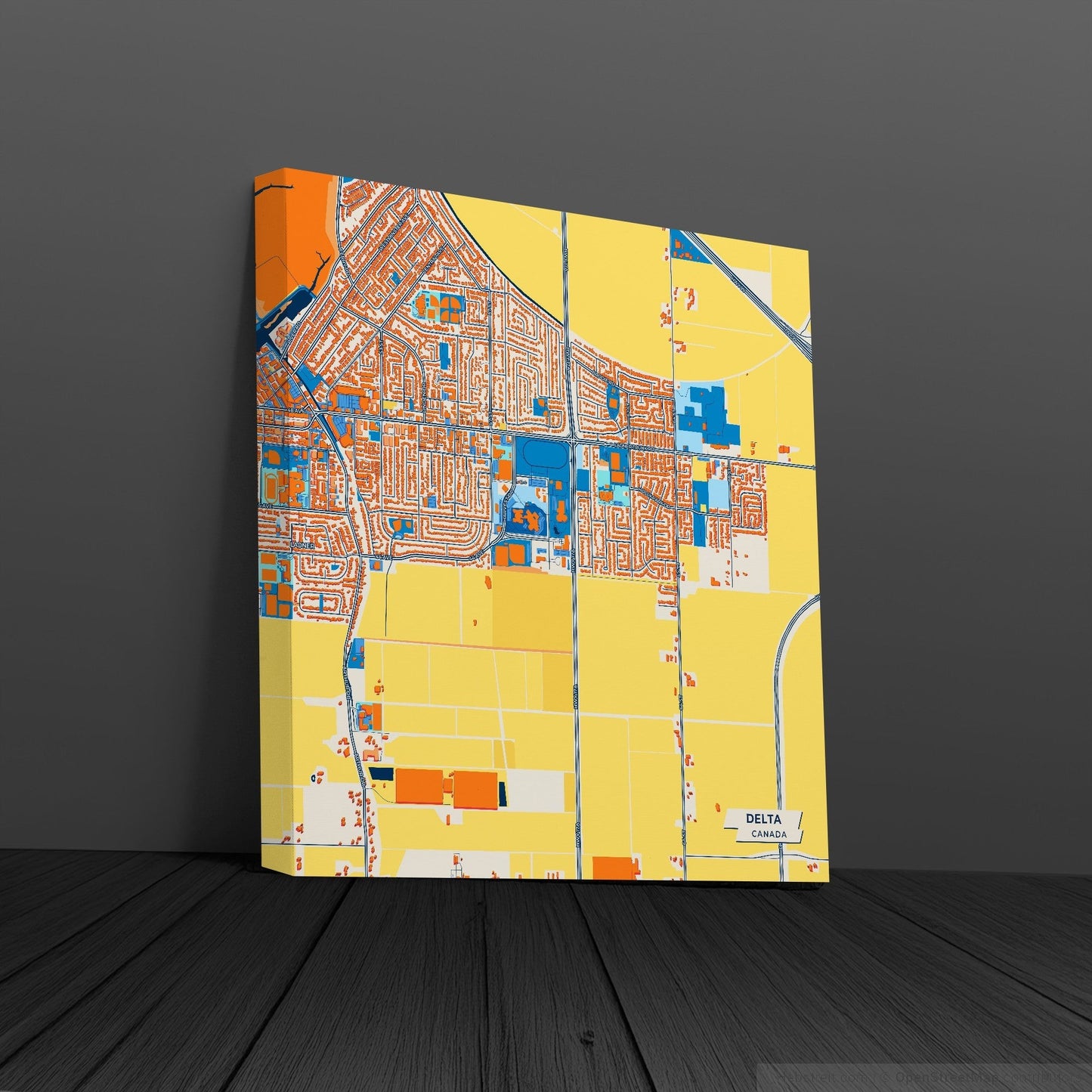 Delta Canada Colorful City Map Canvas Print