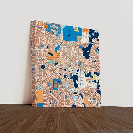 Deltona Florida Colorful City Map Canvas Print
