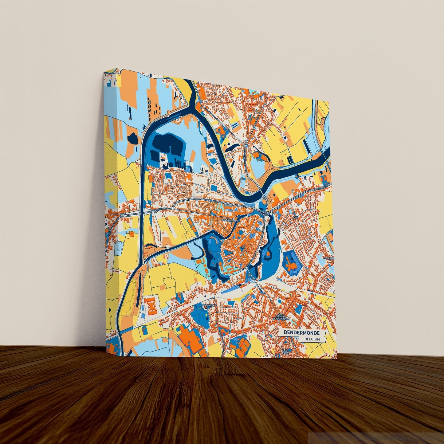 Dendermonde  Belgium Colorful City Map Canvas Print