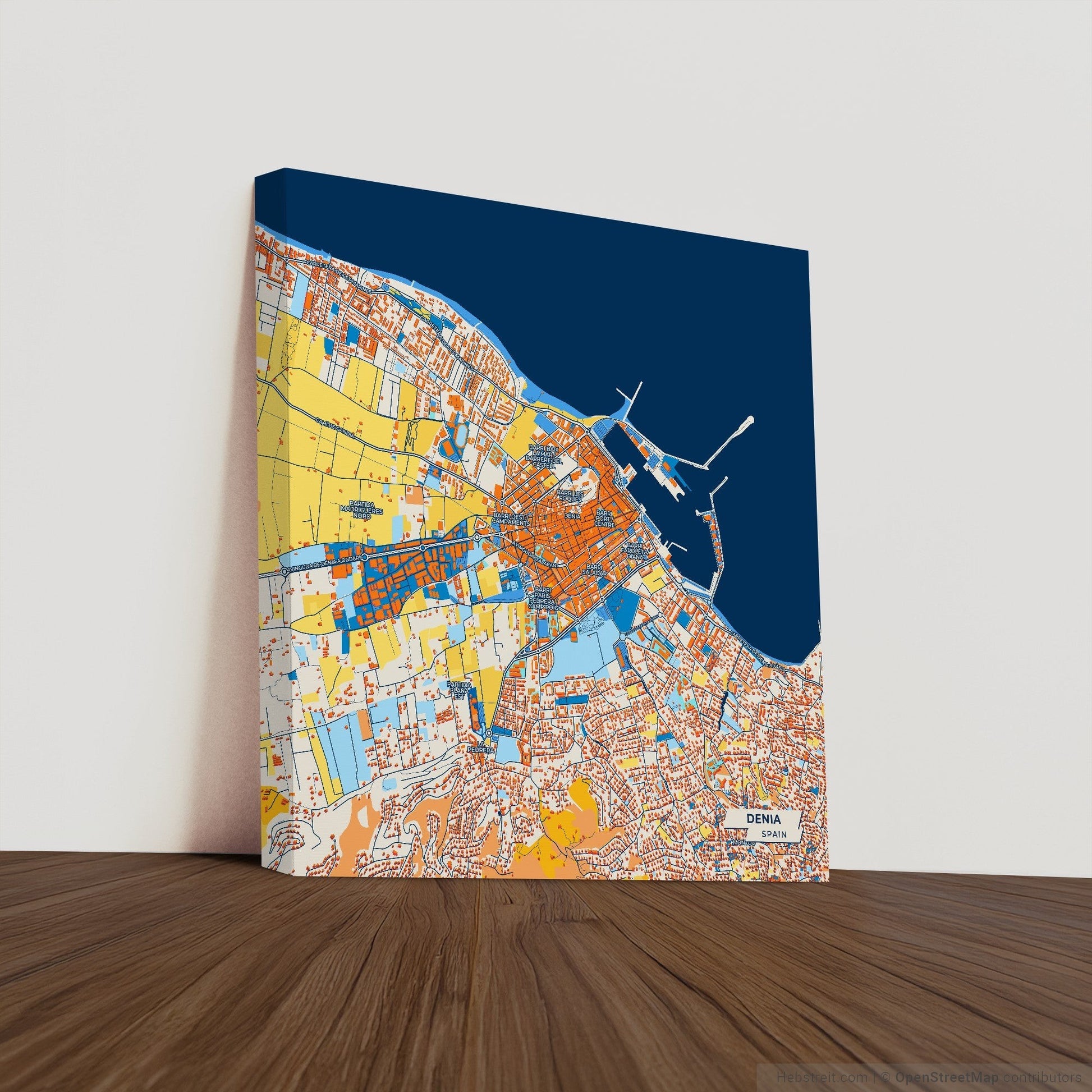 Denia Spain Colorful City Map Canvas Print