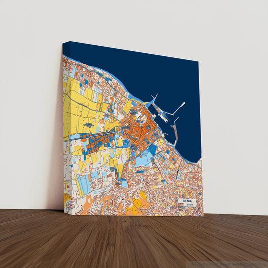 Denia Spain Colorful City Map Canvas Print