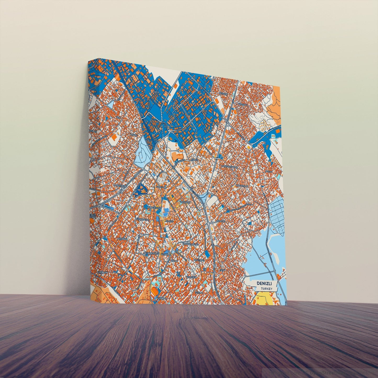 Deni̇zli̇ Turkey Colorful City Map Canvas Print