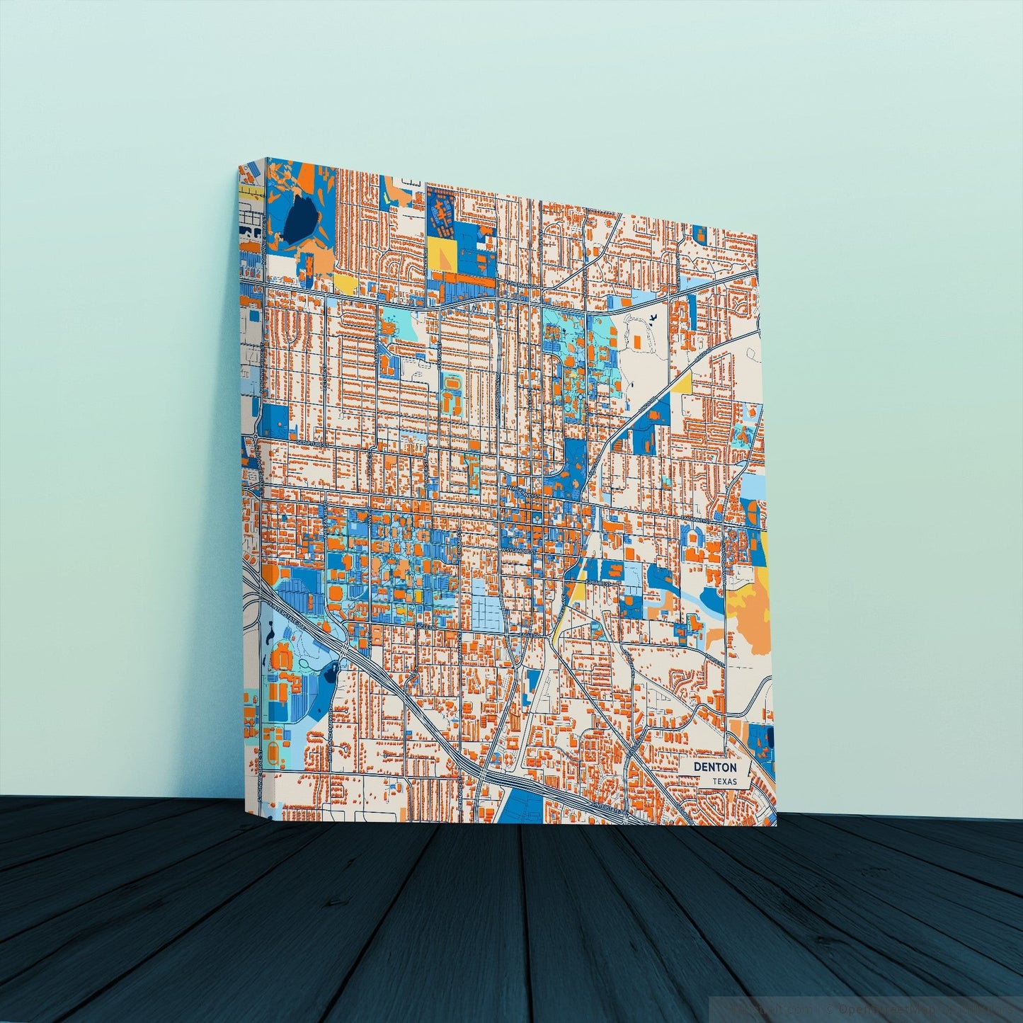 Denton Texas Colorful City Map Canvas Print