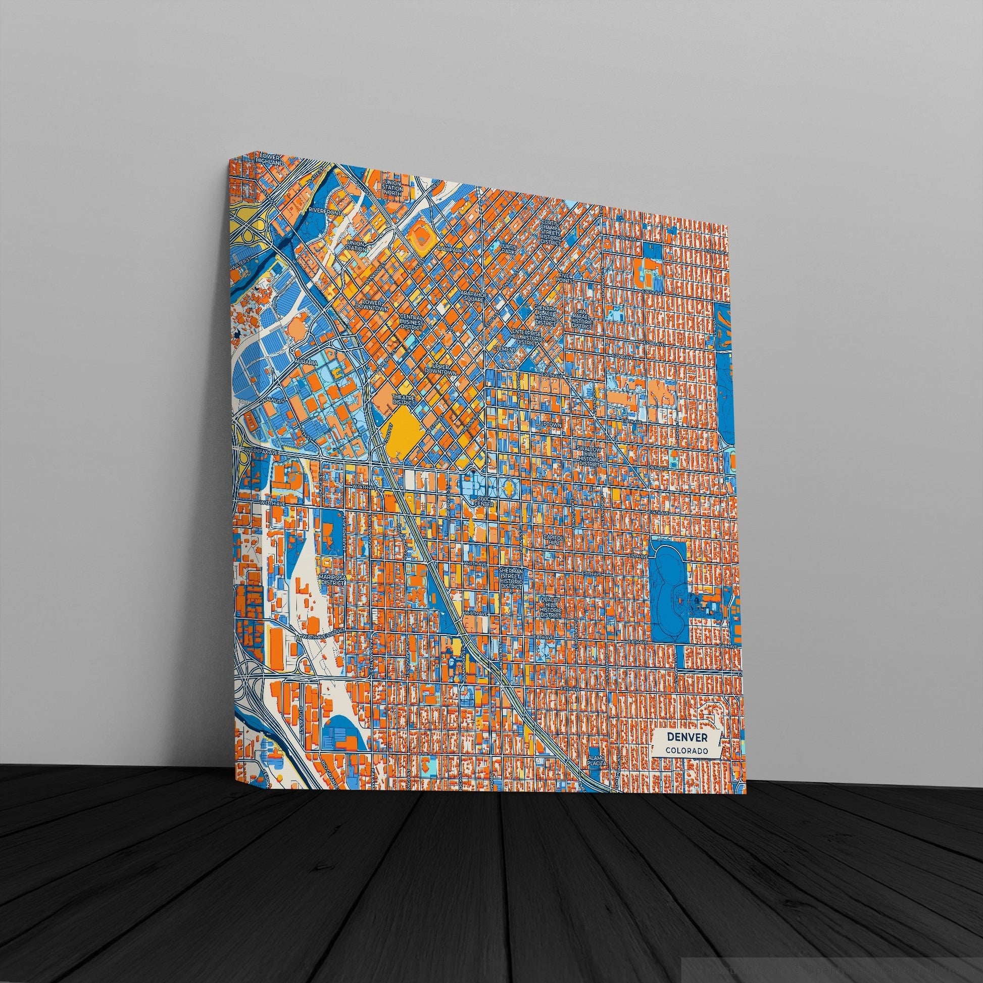 Denver Colorado Colorful City Map Canvas Print