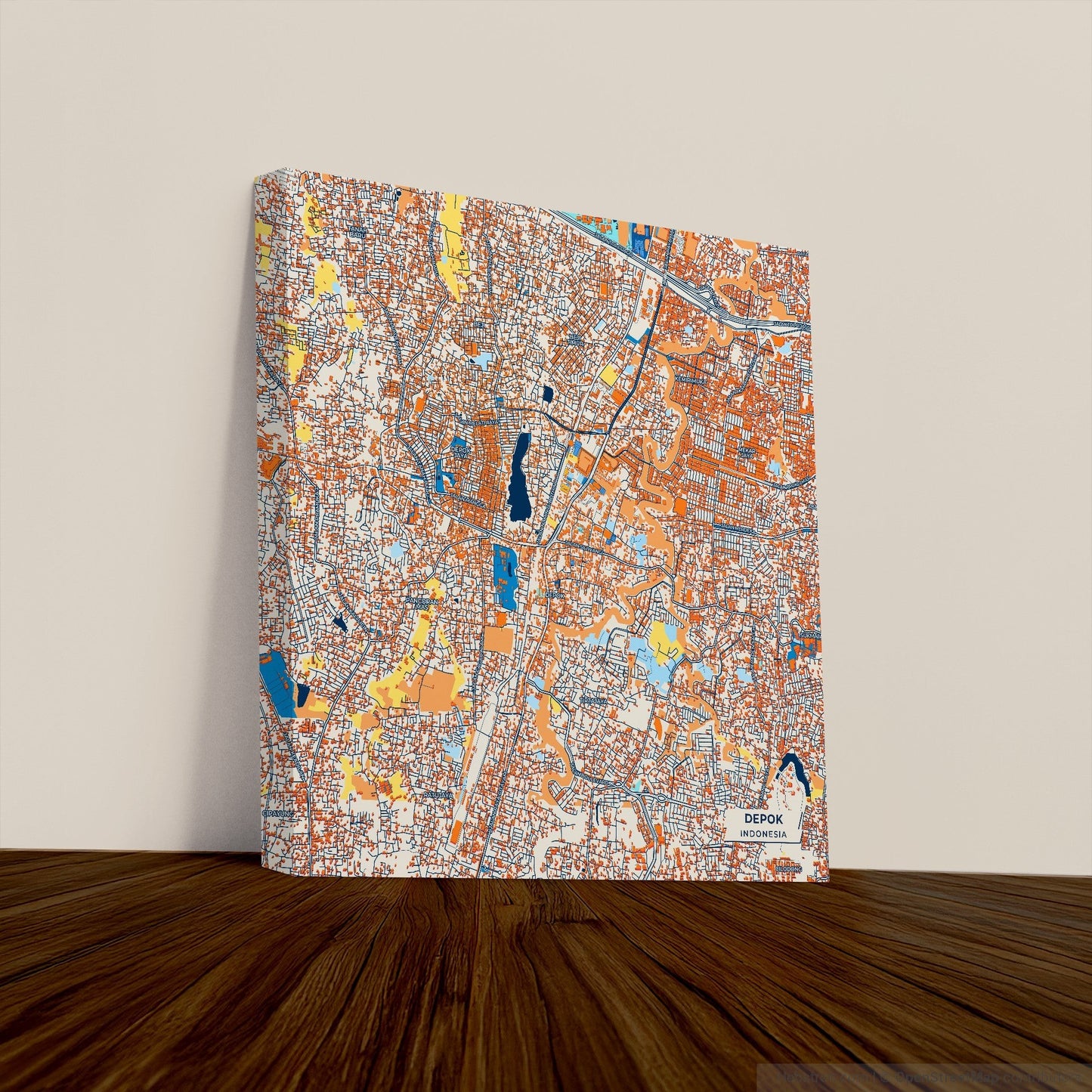 Depok Indonesia Colorful City Map Canvas Print