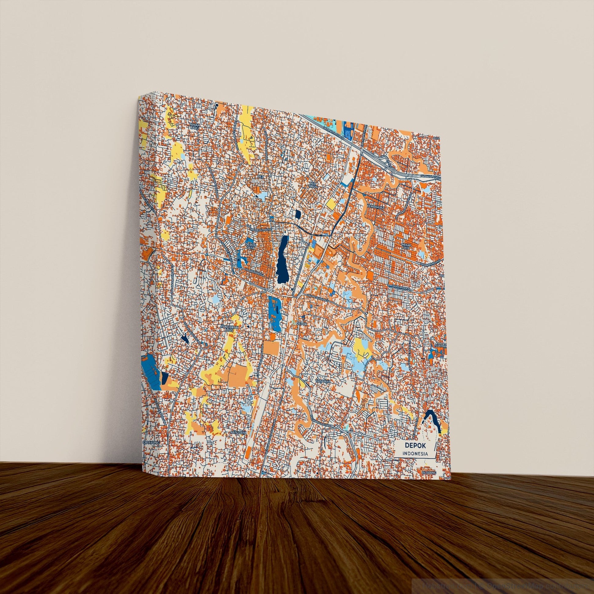 Depok Indonesia Colorful City Map Canvas Print
