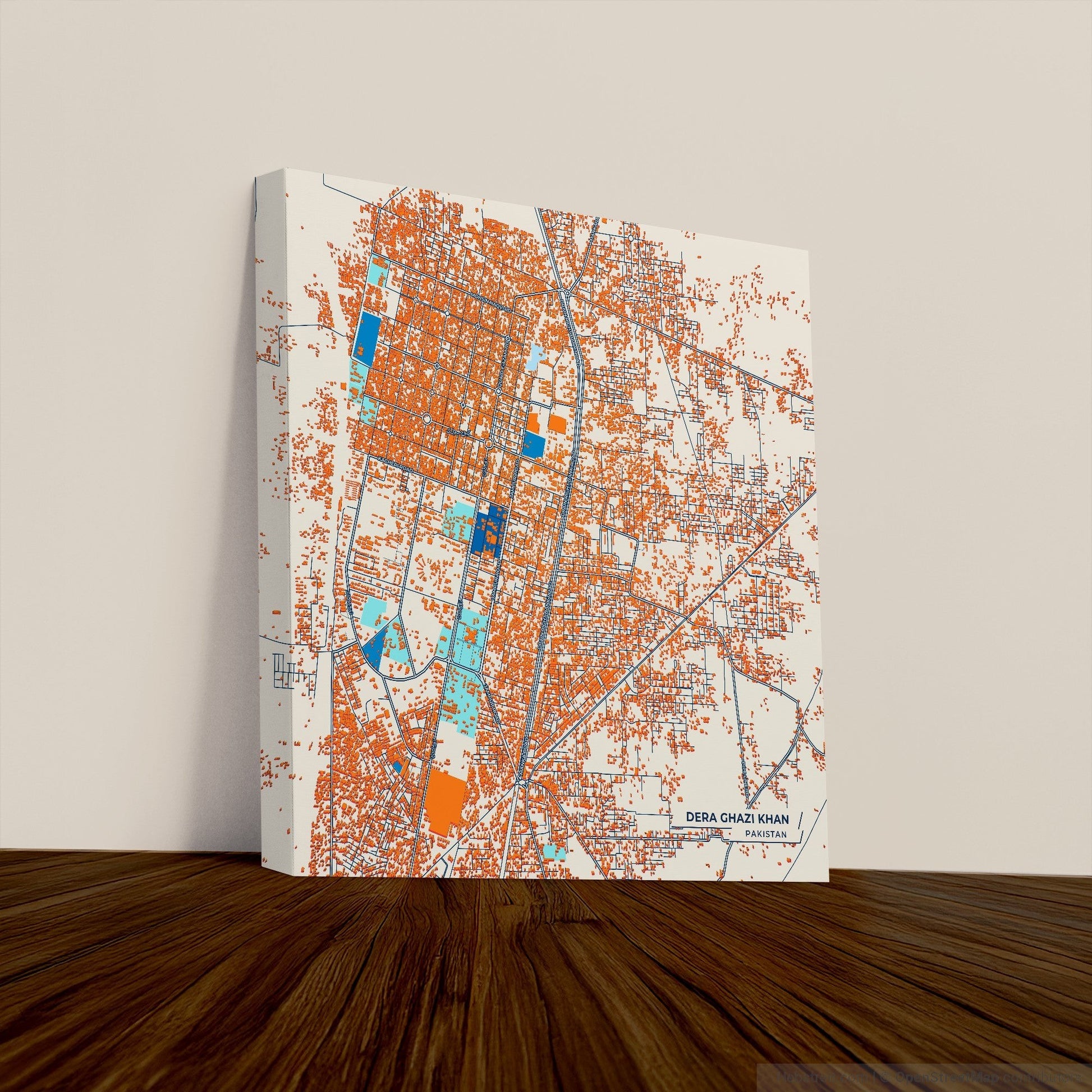 Dera Ghazi Khan Pakistan Colorful City Map Canvas Print