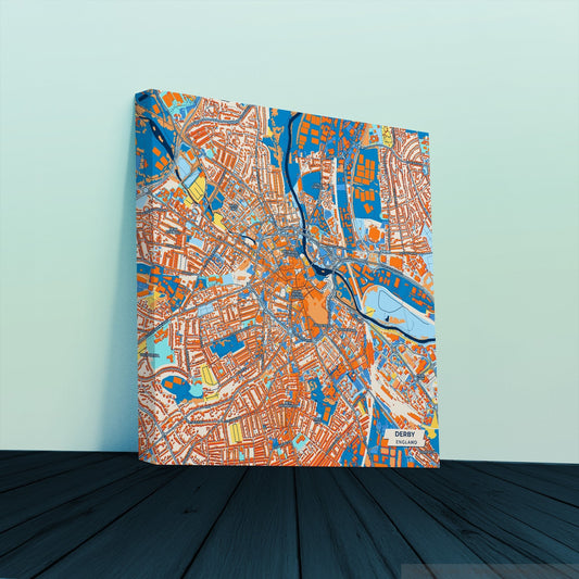 Derby England Colorful City Map Canvas Print