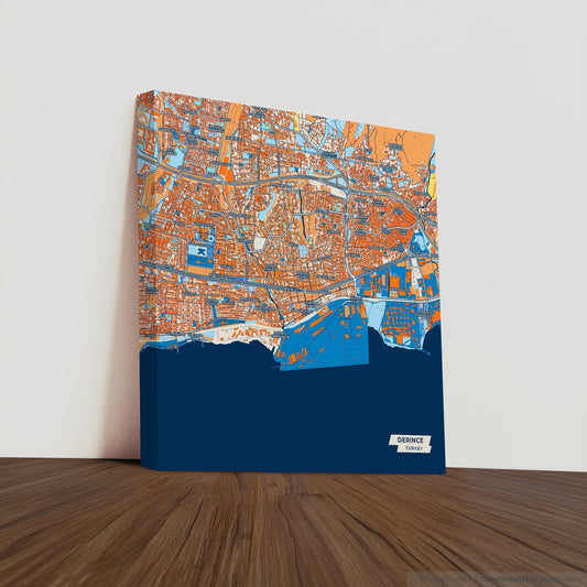 Deri̇nce Turkey Colorful City Map Canvas Print