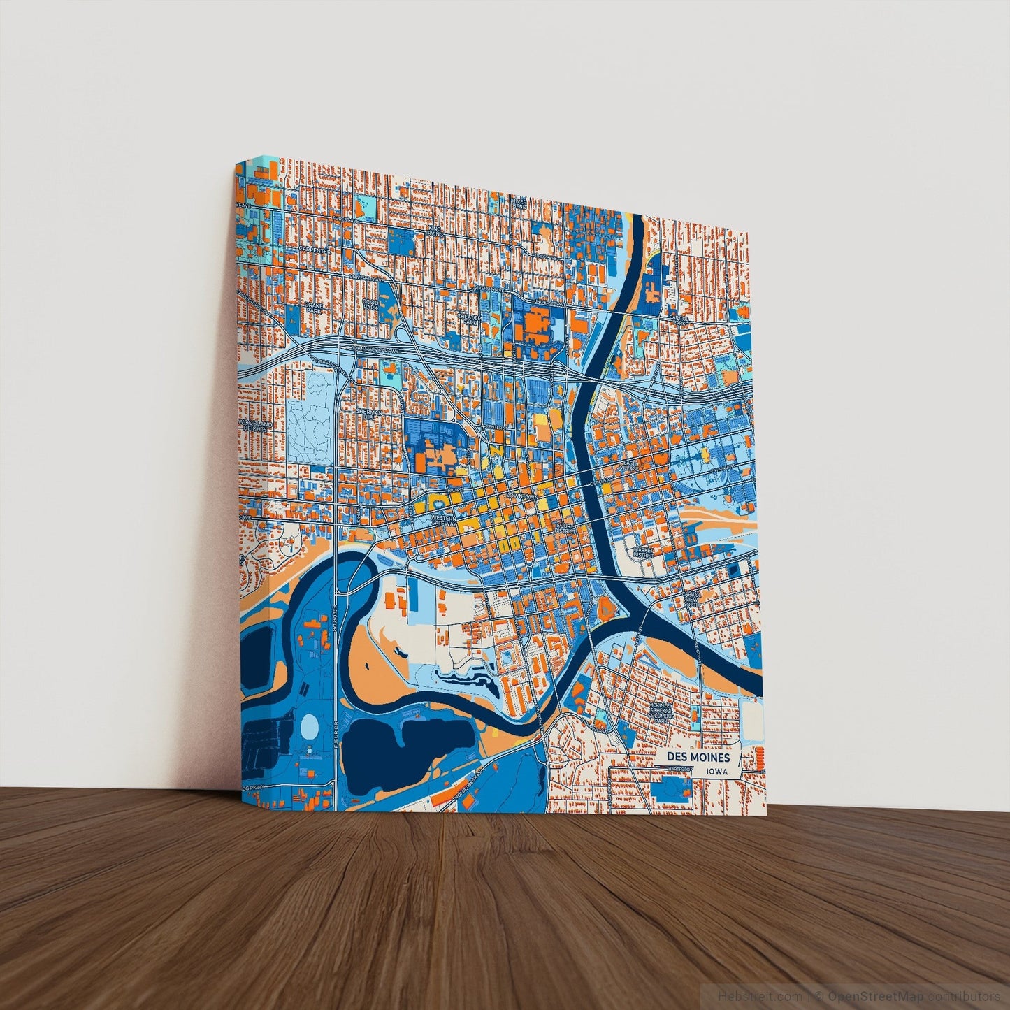 Des Moines Iowa Colorful City Map Canvas Print