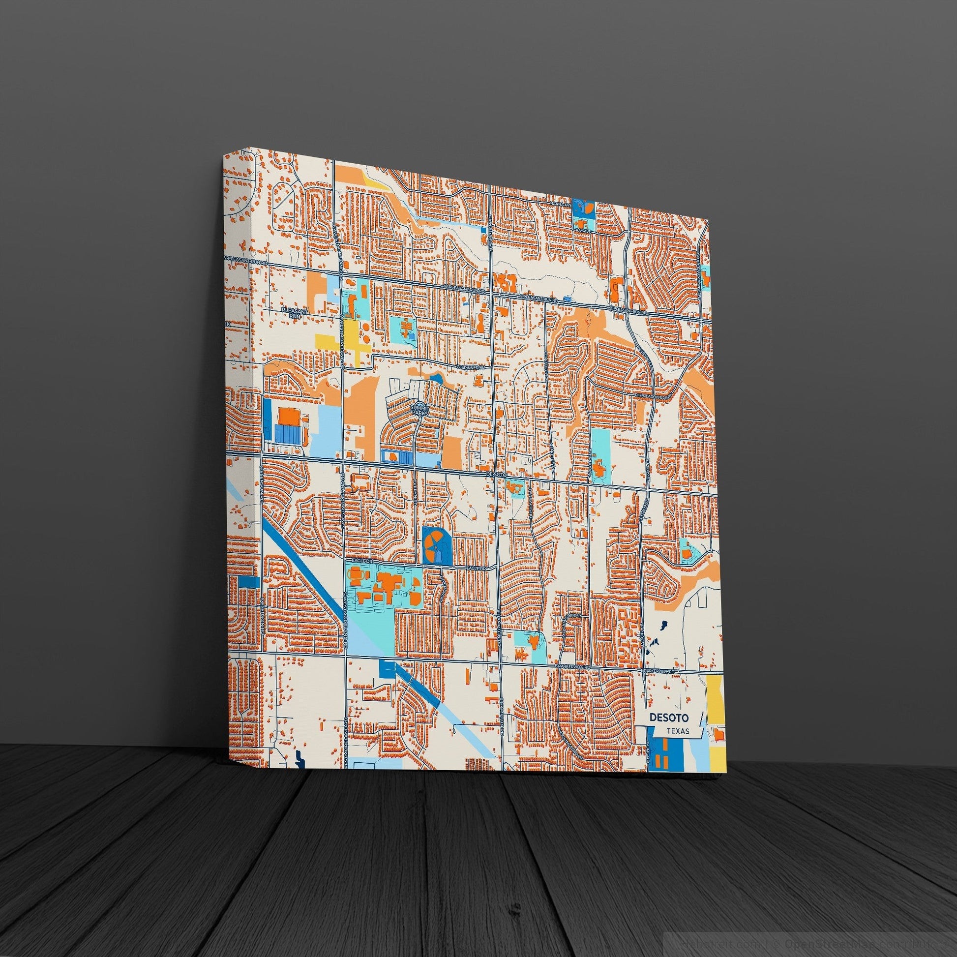Desoto Texas Colorful City Map Canvas Print