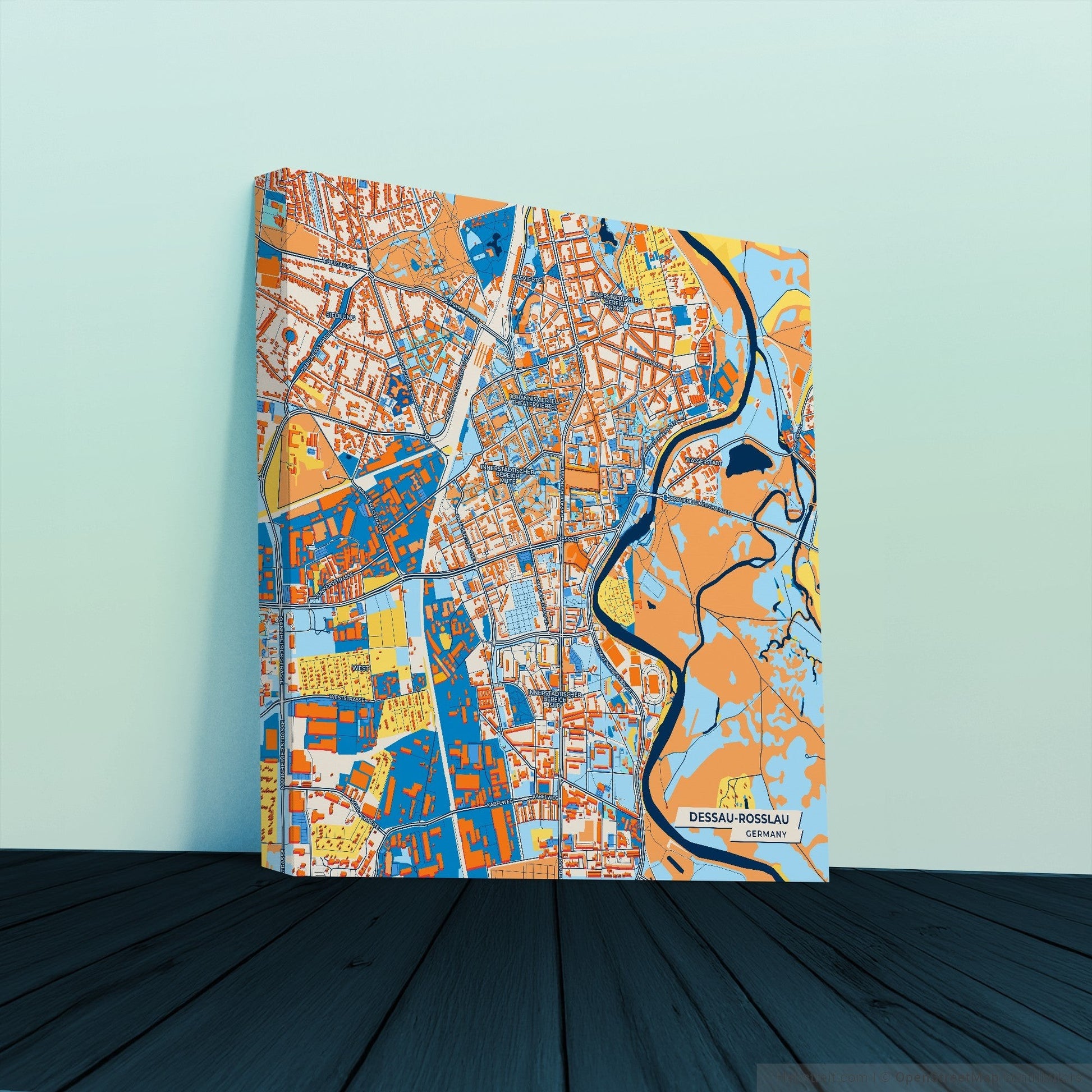 Dessau-Rosslau Germany Colorful City Map Canvas Print