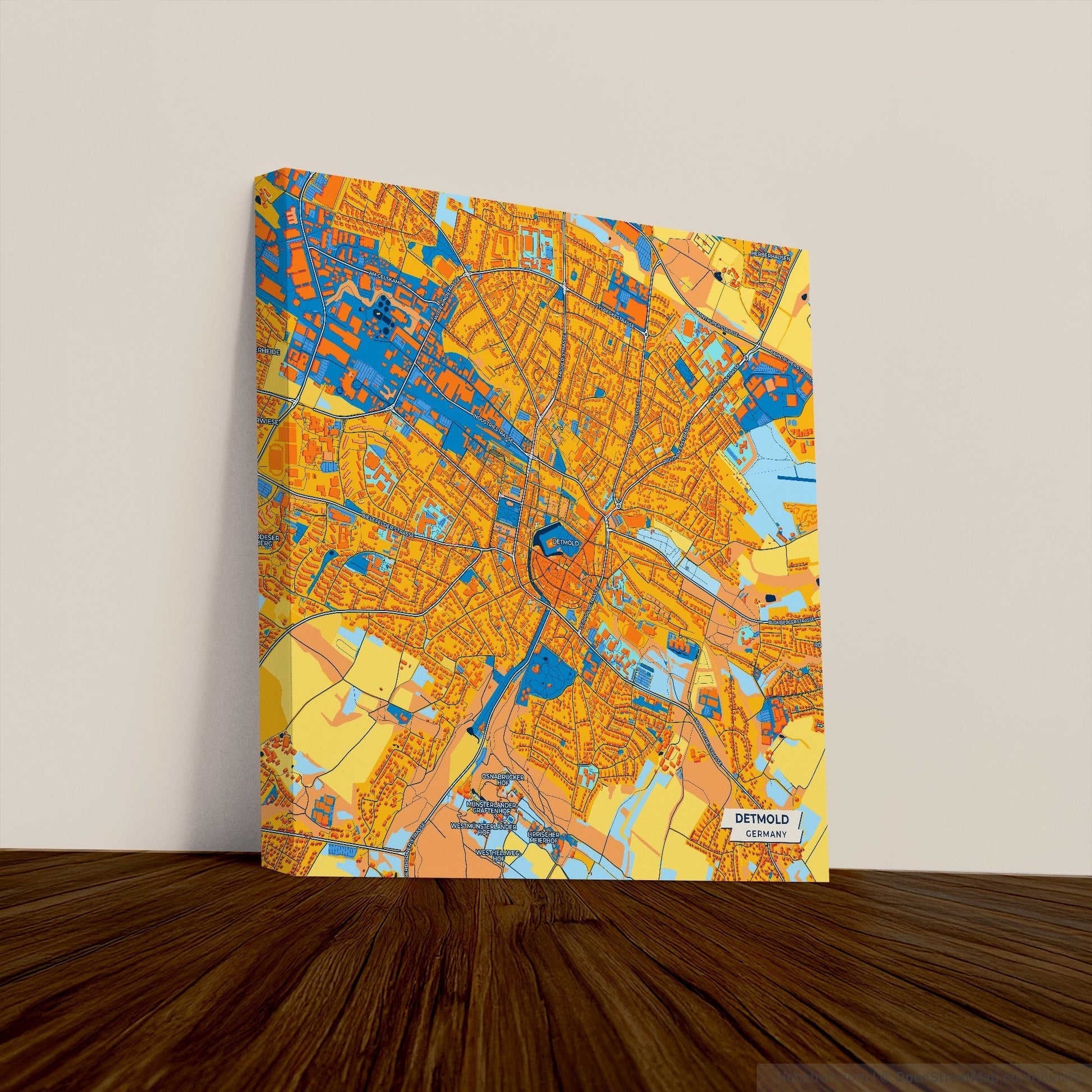 Detmold Germany Colorful City Map Canvas Print