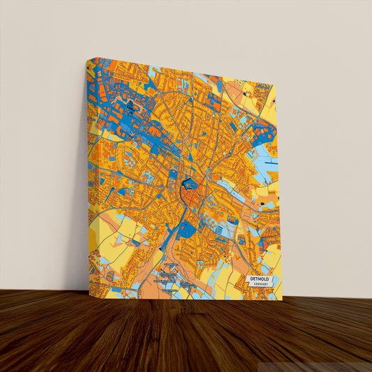 Detmold Germany Colorful City Map Canvas Print