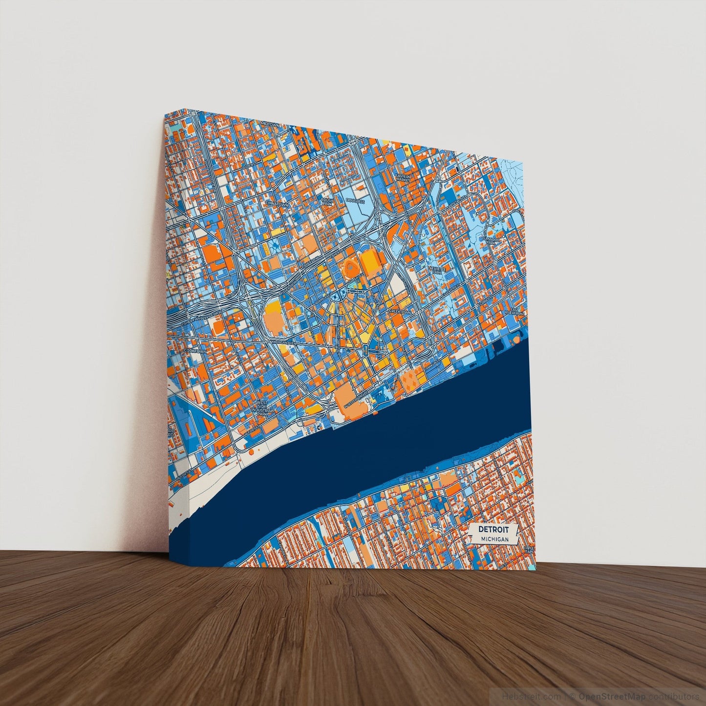 Detroit Michigan Colorful City Map Canvas Print