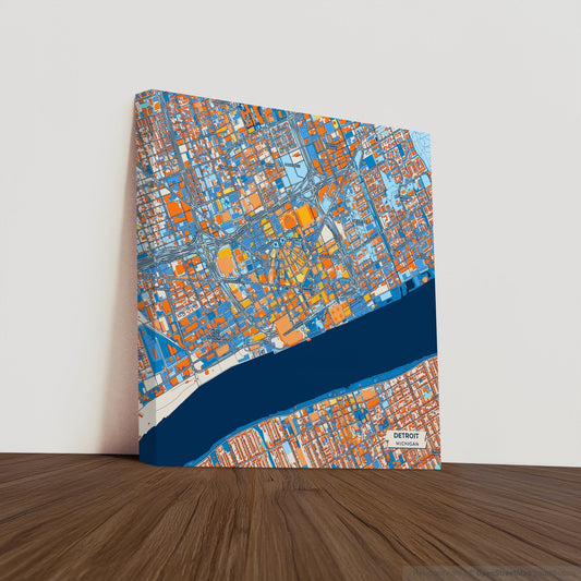 Detroit Michigan Colorful City Map Canvas Print