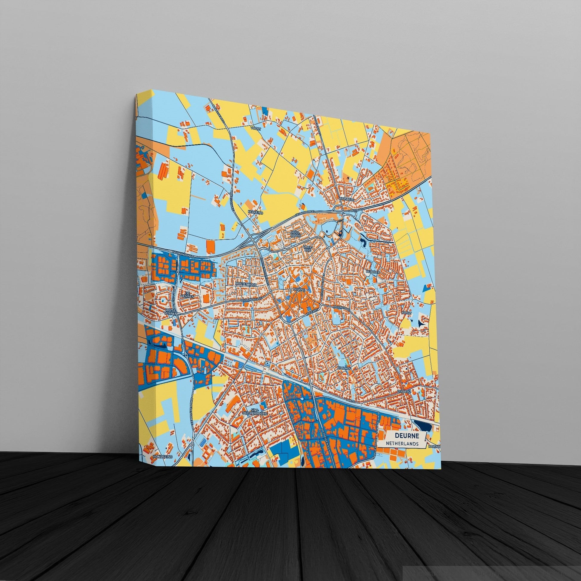 Deurne Netherlands Colorful City Map Canvas Print