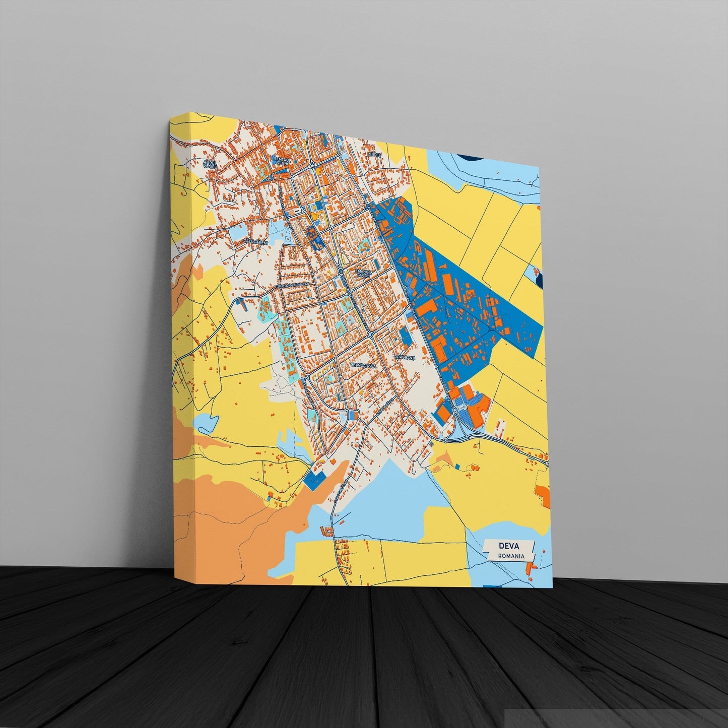 Deva Romania Colorful City Map Canvas Print
