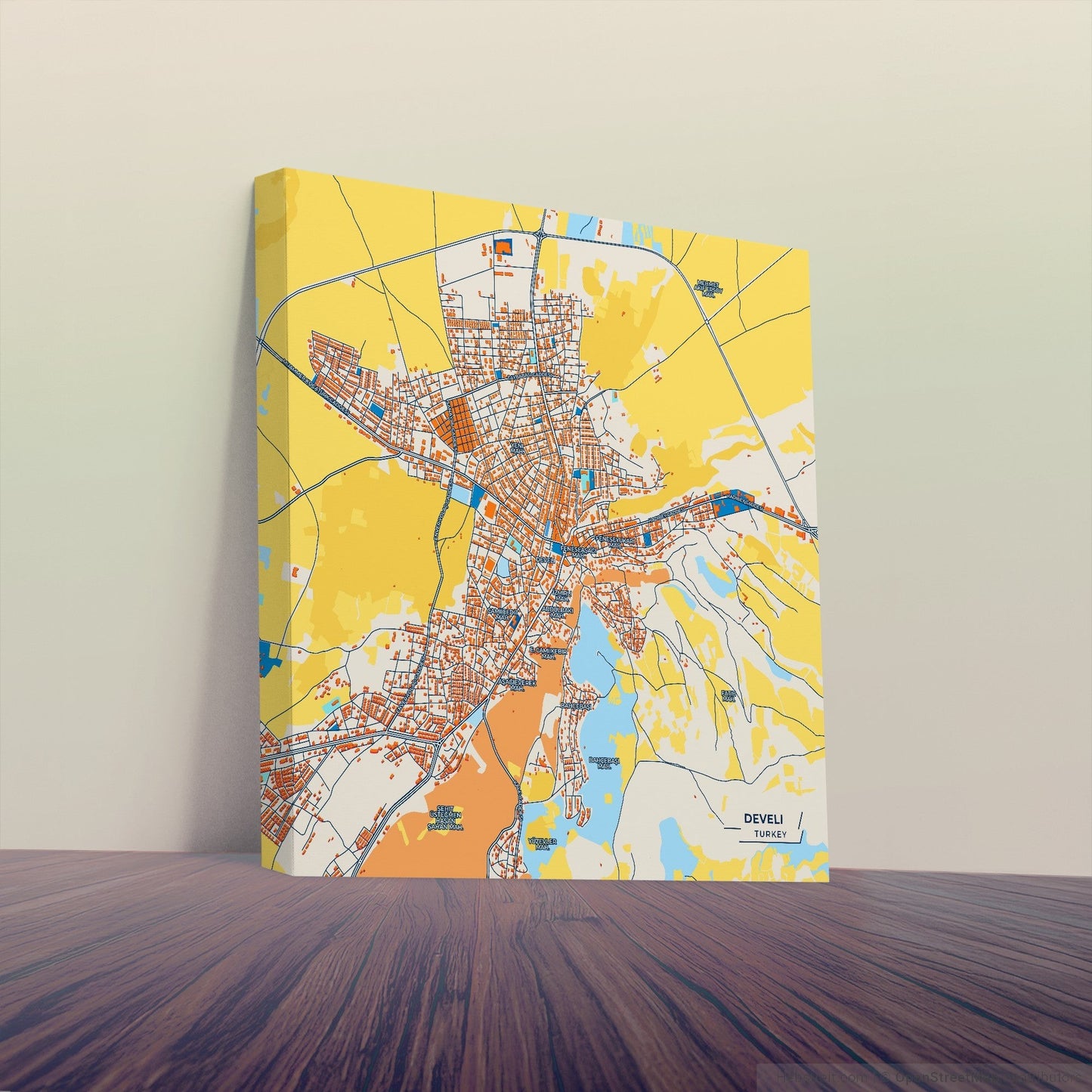 Develi̇ Turkey Colorful City Map Canvas Print