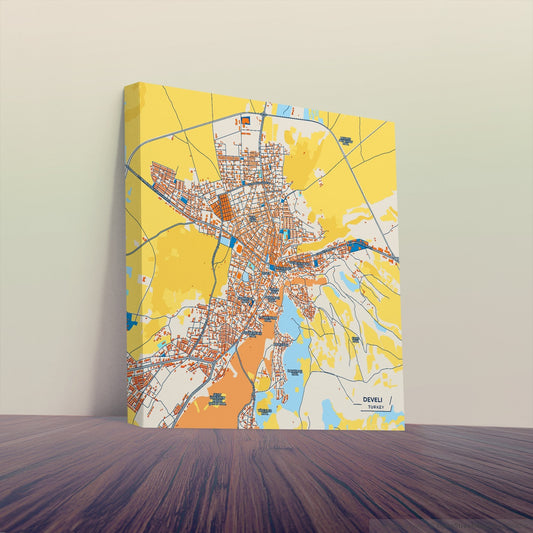 Develi̇ Turkey Colorful City Map Canvas Print