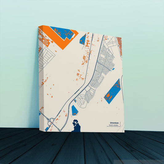 Dhahran Saudi Arabia Colorful City Map Canvas Print