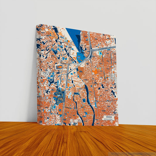 Dhaka Bangladesh Colorful City Map Canvas Print