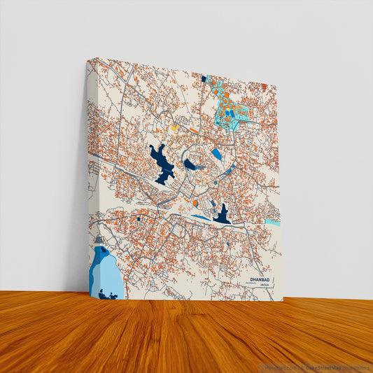 Dhanbad India Colorful City Map Canvas Print
