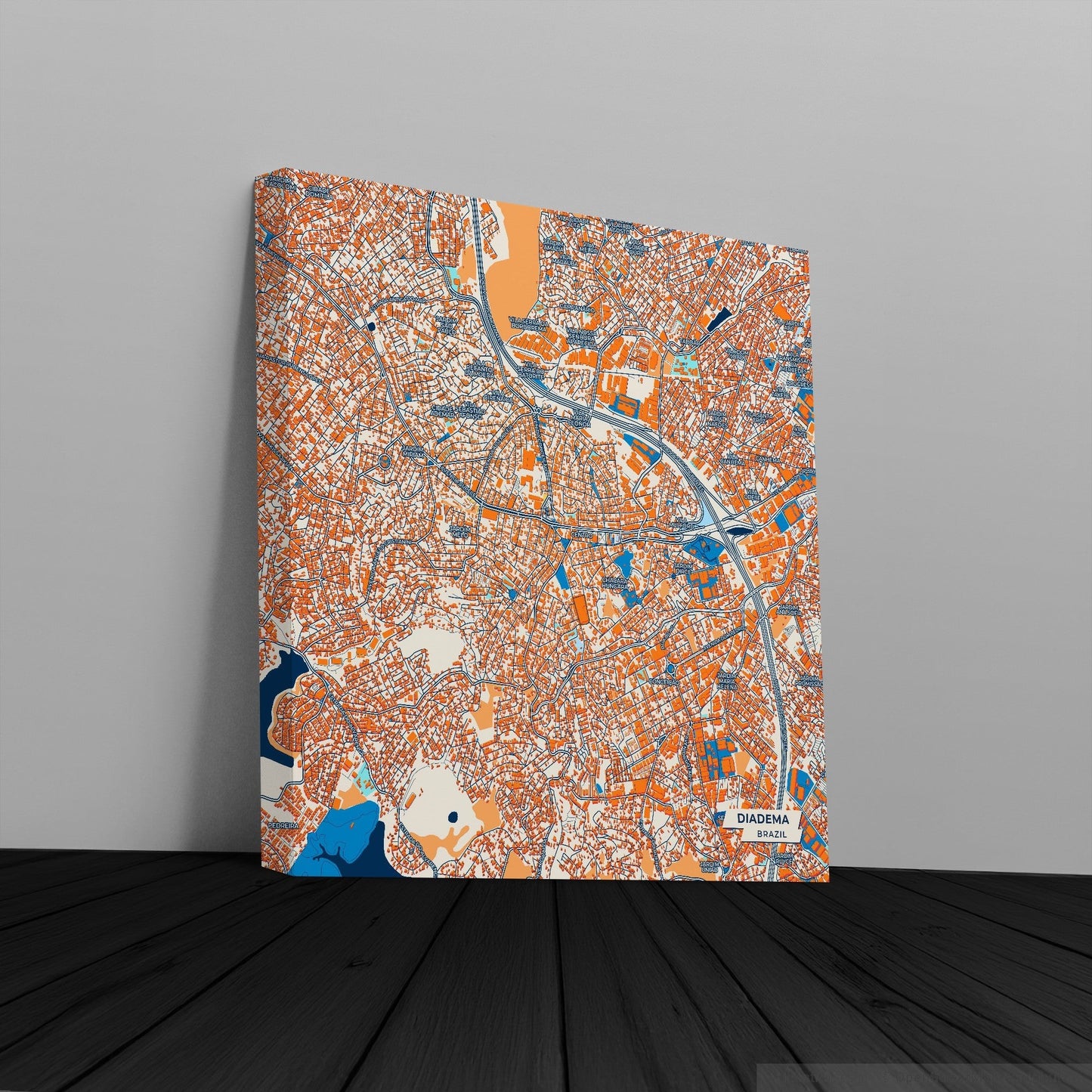 Diadema Brazil Colorful City Map Canvas Print