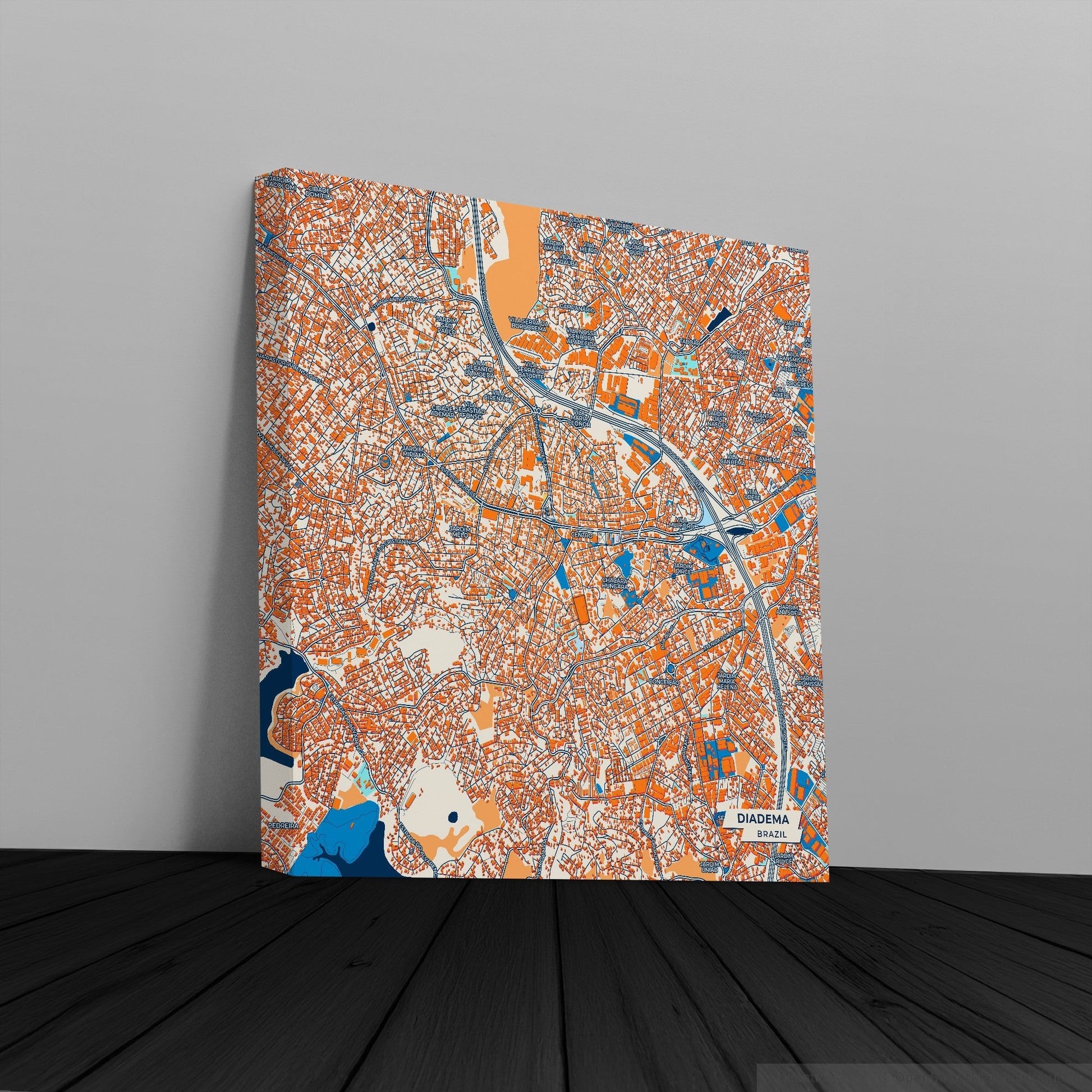 Diadema Brazil Colorful City Map Canvas Print