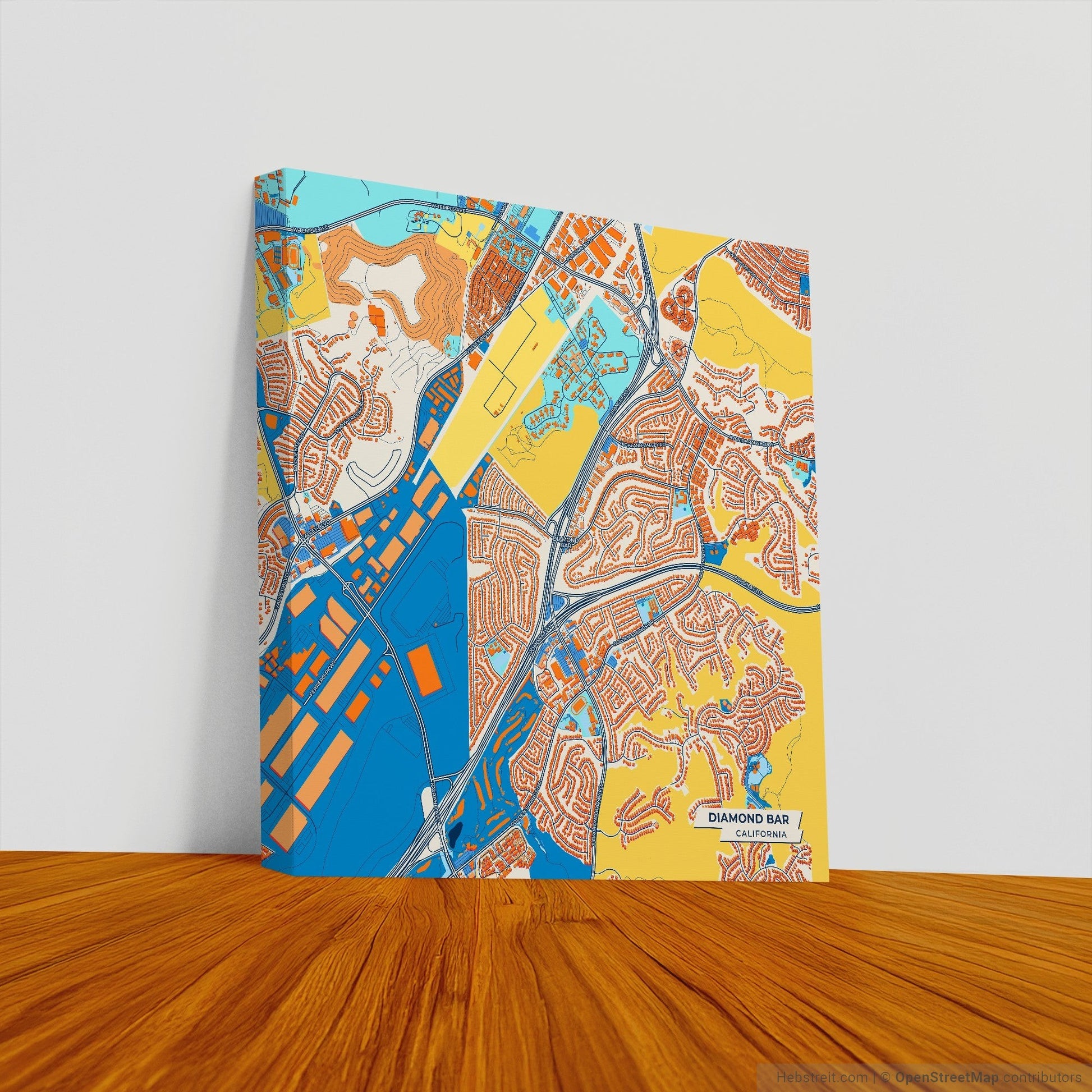 Diamond Bar California Colorful City Map Canvas Print