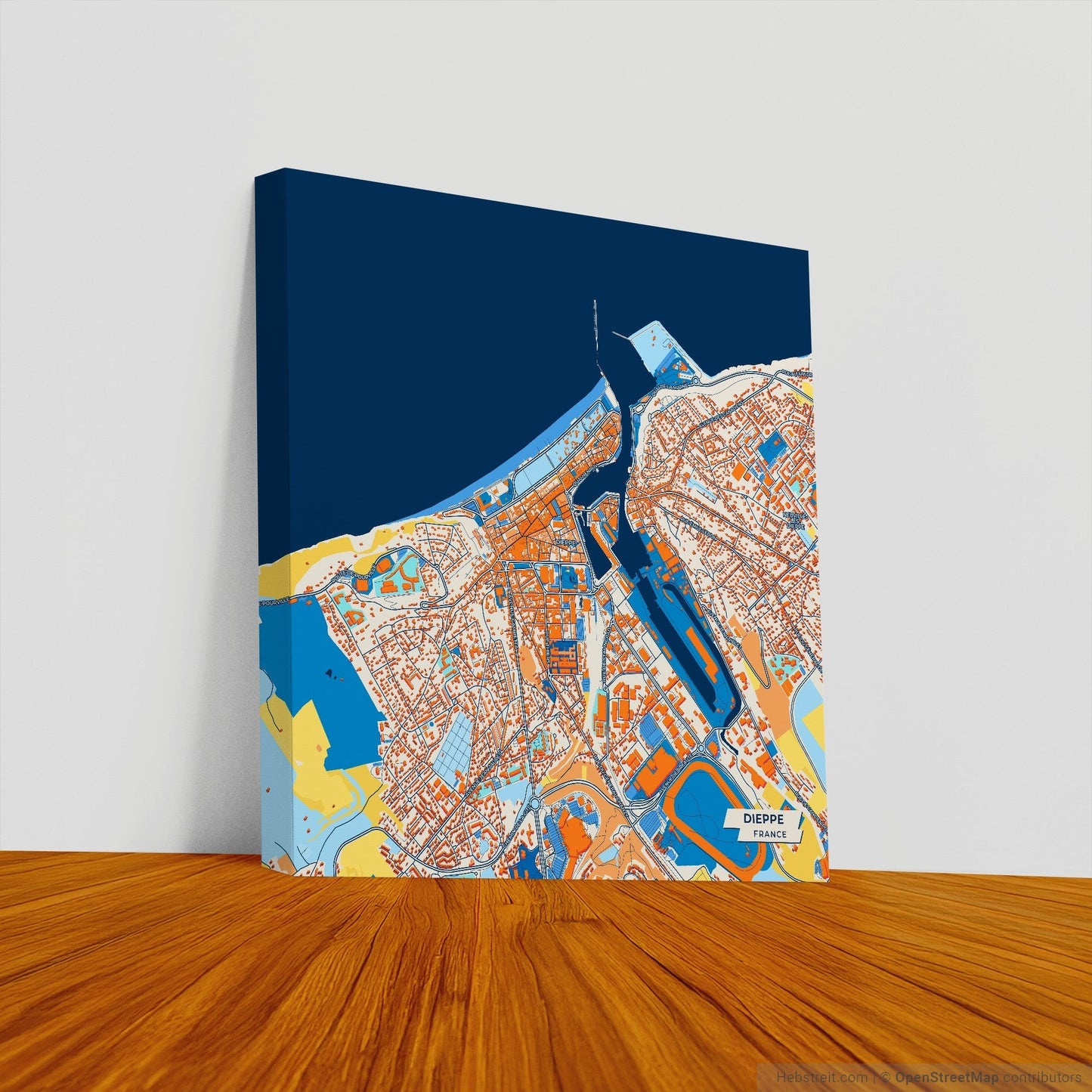 Dieppe France Colorful City Map Canvas Print