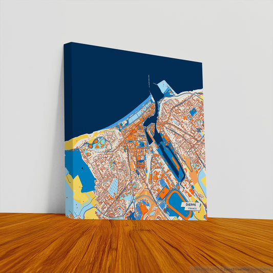 Dieppe France Colorful City Map Canvas Print