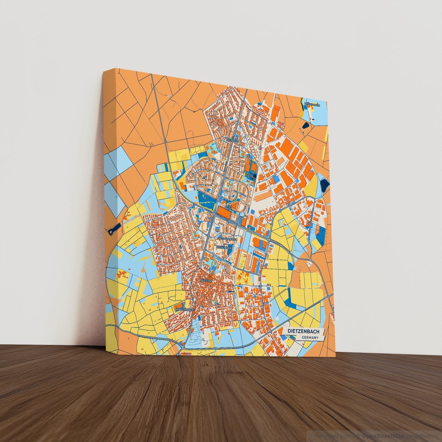Dietzenbach Germany Colorful City Map Canvas Print