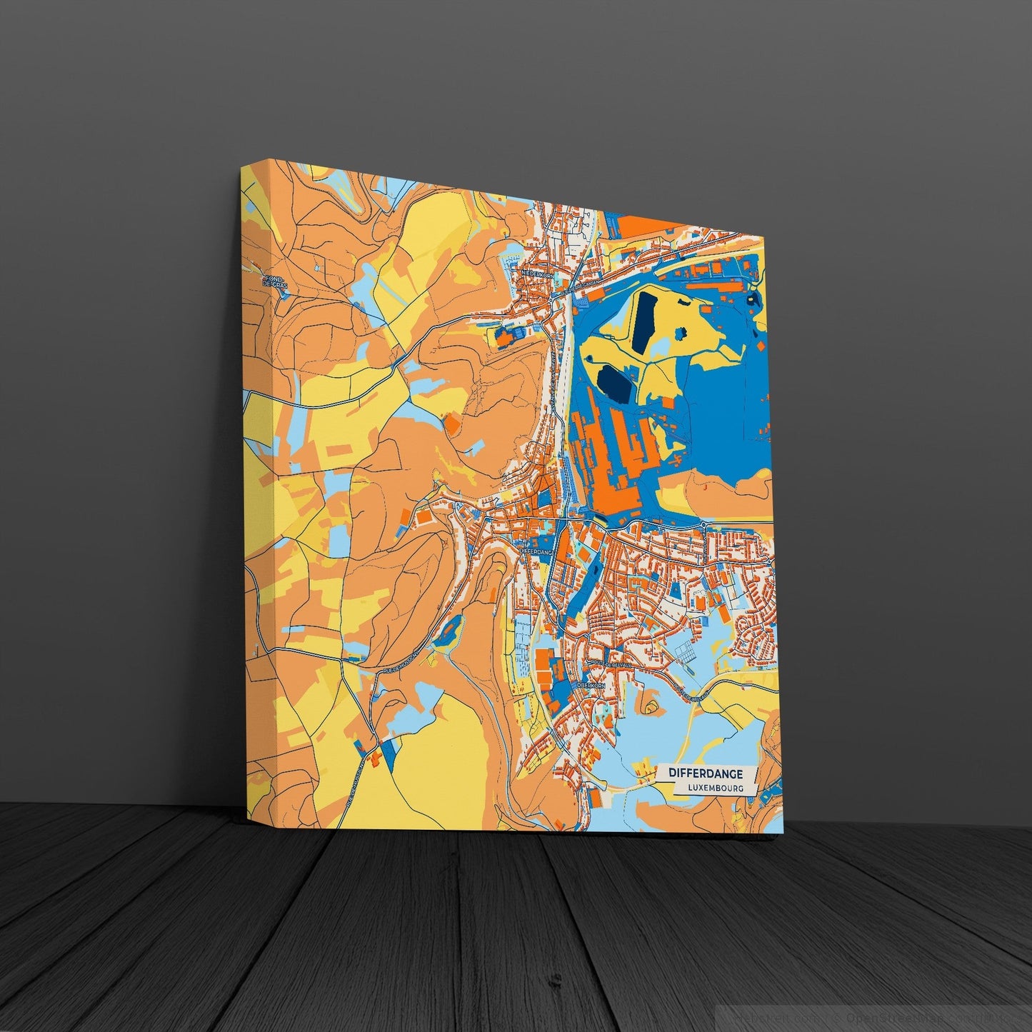 Differdange  Luxembourg Colorful City Map Canvas Print