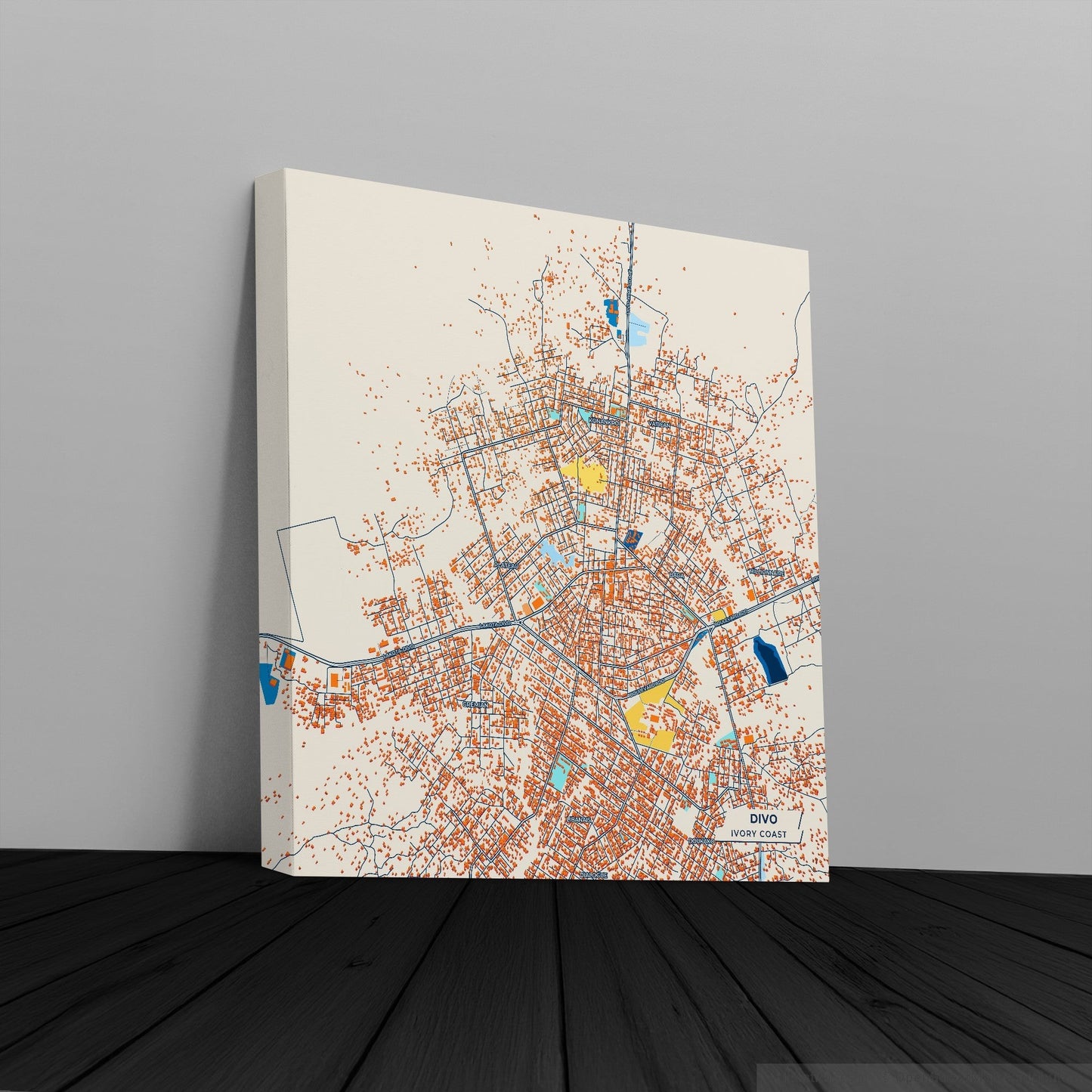 Divo Ivory Coast Colorful City Map Canvas Print