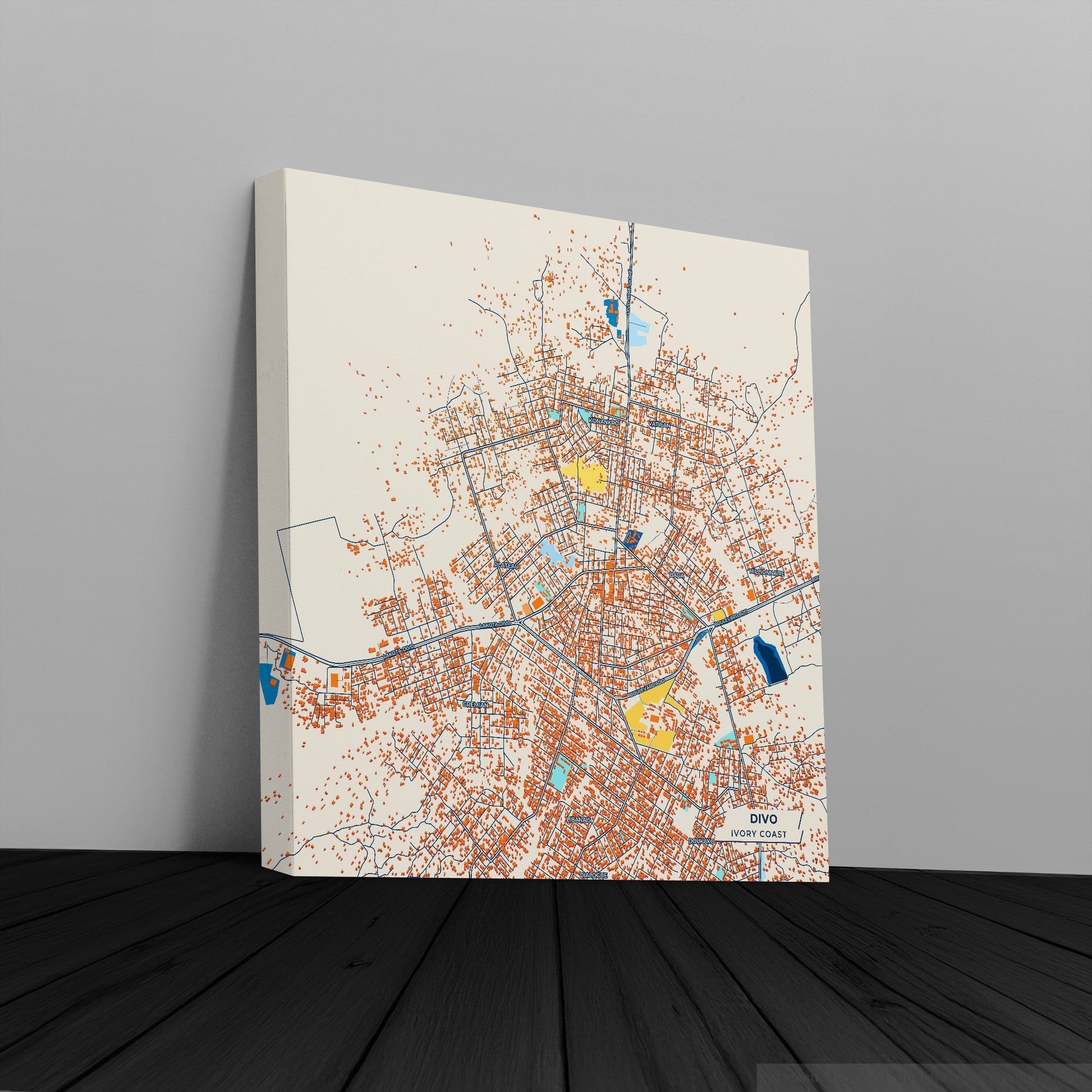 Divo Ivory Coast Colorful City Map Canvas Print