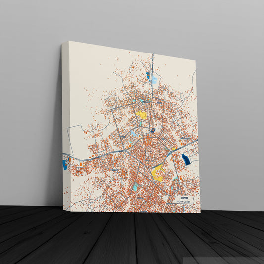 Divo Ivory Coast Colorful City Map Canvas Print