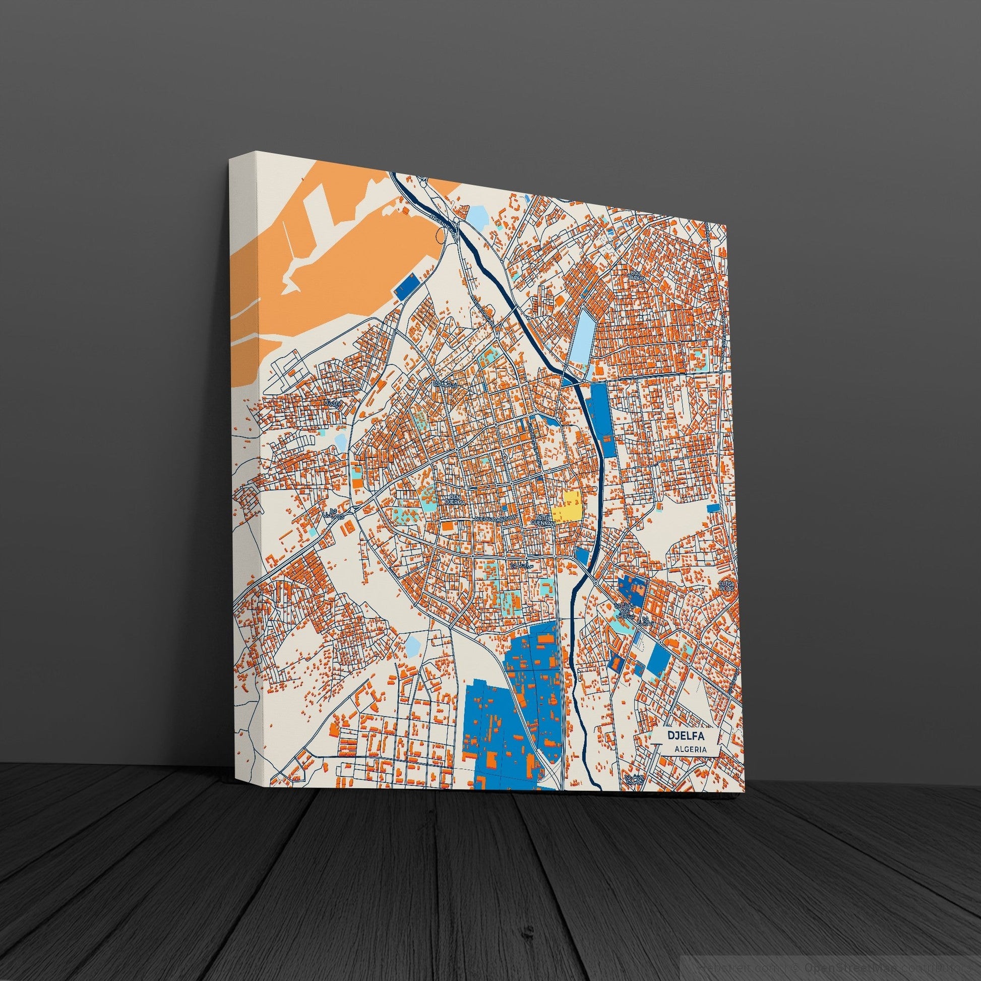 Djelfa Algeria Colorful City Map Canvas Print