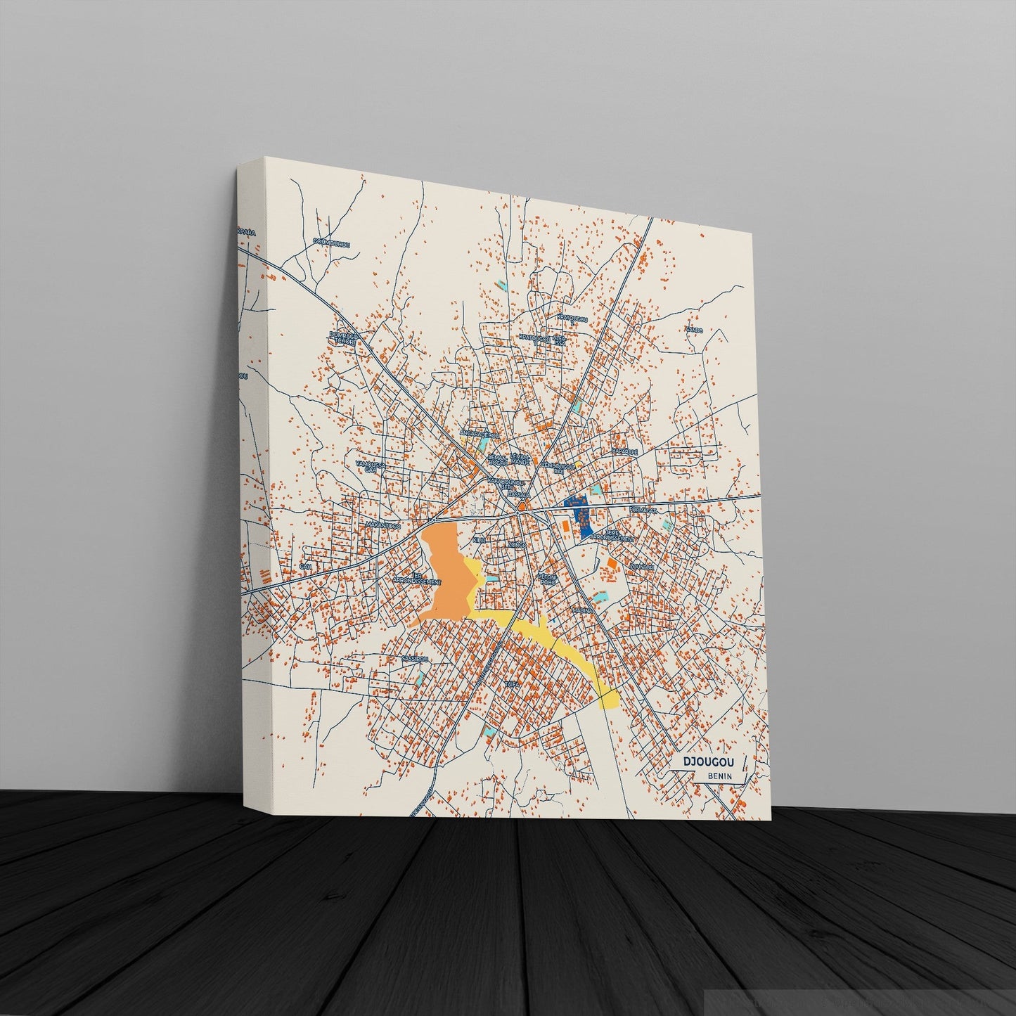 Djougou Benin Colorful City Map Canvas Print