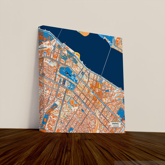 Дніпро Ukraine Colorful City Map Canvas Print