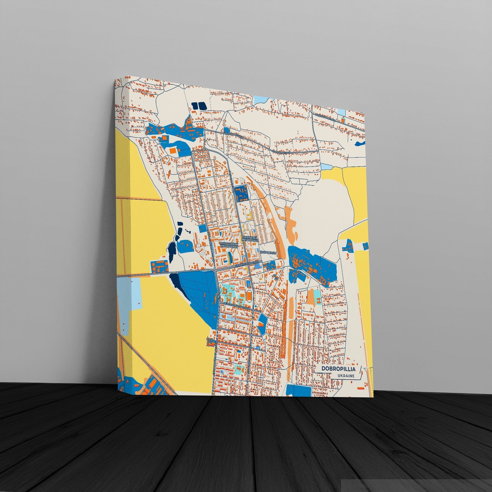 Добропілія Ukraine Colorful City Map Canvas Print