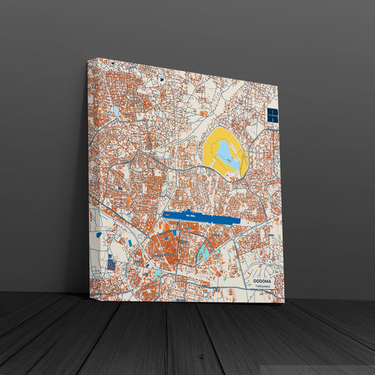 Dodoma Tanzania Colorful City Map Canvas Print