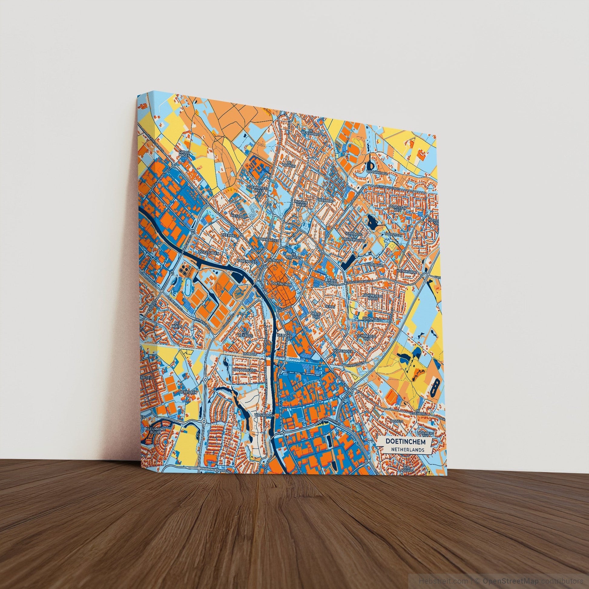 Doetinchem Netherlands Colorful City Map Canvas Print